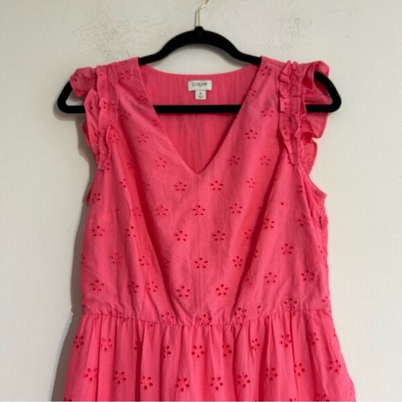 J. Crew Factory Cotton Eyelet Midi Dress Size 2 Hot Pink - Picture 6 of 11